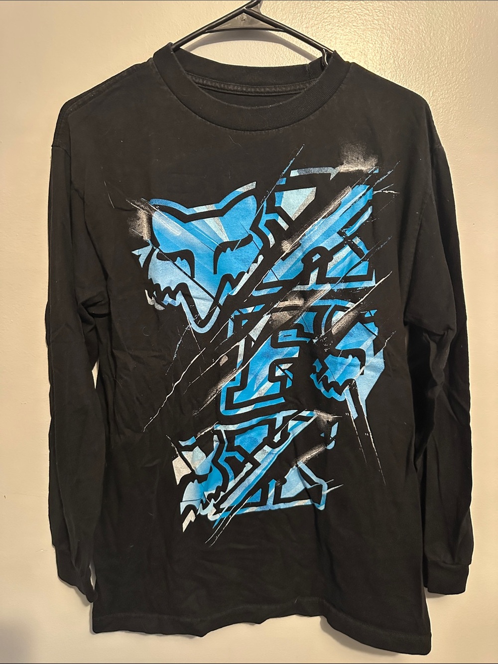 Fox Black Long Sleeve with Blue and Light Blue Graphic